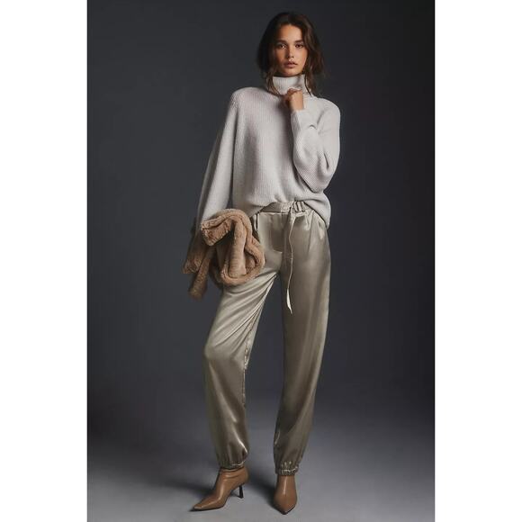 New Anthropologie Maeve Parachute Pants $148 SIZE 10 TALL Champagne Grey - Picture 2 of 7